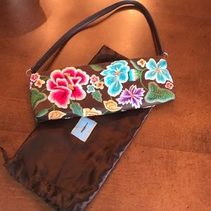 Santi brown and floral purse